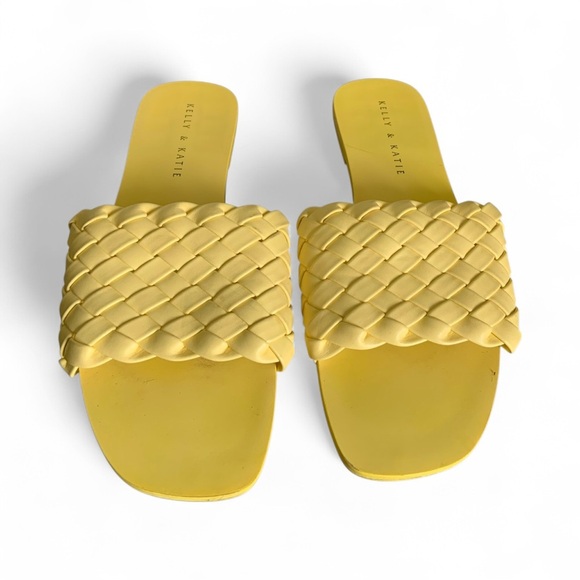 Kelly & Katie Yellow Woven Slide Sandals size 7 - Picture 4 of 8